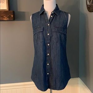 Merona Dark Blue Sleeveless Denim Button-Down Shirt